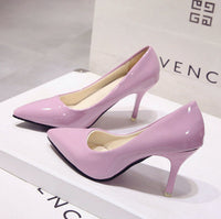 Saltos altos altos European Station Nude Stilet, sapatilhas de trabalho pretas com bico pontiagudo, sapatos plus size azuis em verniz feminino, sapatos vermelhos de casamento