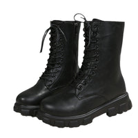 Comércio Estrangeiro Botas de Mulher Plus Size 2025 Outono/Inverno Novas Botas de Salto Grosso com Ponta Redonda com Ponta Grossa de Salto Baixo Martin Botas de Mota Feminina Tornozeleira