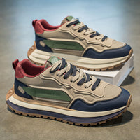 Novos sapatos desportivos casuais respiráveis para primavera 2025 para homem, ténis brancos de sola macia antiderrapantes, sapatos de pai na moda