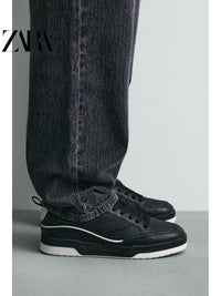 ZARA 2026 Primavera/Verão Novos Sapatos Masculinos Tênis de Cano Alto com Cadarço e Sola Grossa em Dois Tons 2257720 800
