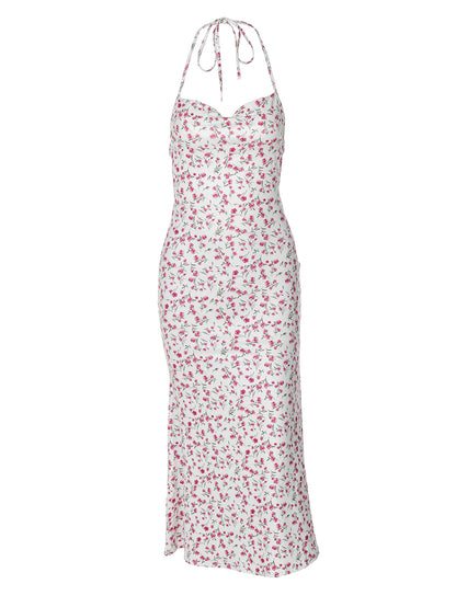 Vestido de comprimento médio, sem abertura de mangas mais vendido na Amazon transfronteiriço novo, doce e floral, sexy e doce e sexy