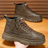 Martin Boots Novas: Botas de Pele de Motocicleta Vintage Vintage Novas, Versáteis, de sola grossa, antiderrapantes e de sola grossa para Homens Primavera/Outono 2025