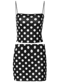European and American Summer 2026 Novo Conjunto de Bolinhas Femininas Sexy com Corte Estreito, Saia Curta Versátil que Ajusta as Ancas, Conjunto de Bolinhas
