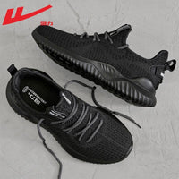 Sapatilhas desportivas Warrior com sola macia, novas sapatilhas de coco de malha respiráveis, sola leve de malha preta e sapatos casuais para homens
