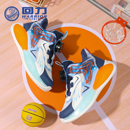 Sapatos infantis Warrior, ténis de basquetebol para rapazes dos 6 aos 12 anos, ténis de couro novos para o outono, sapatos de botão versáteis e modernos, confortáveis