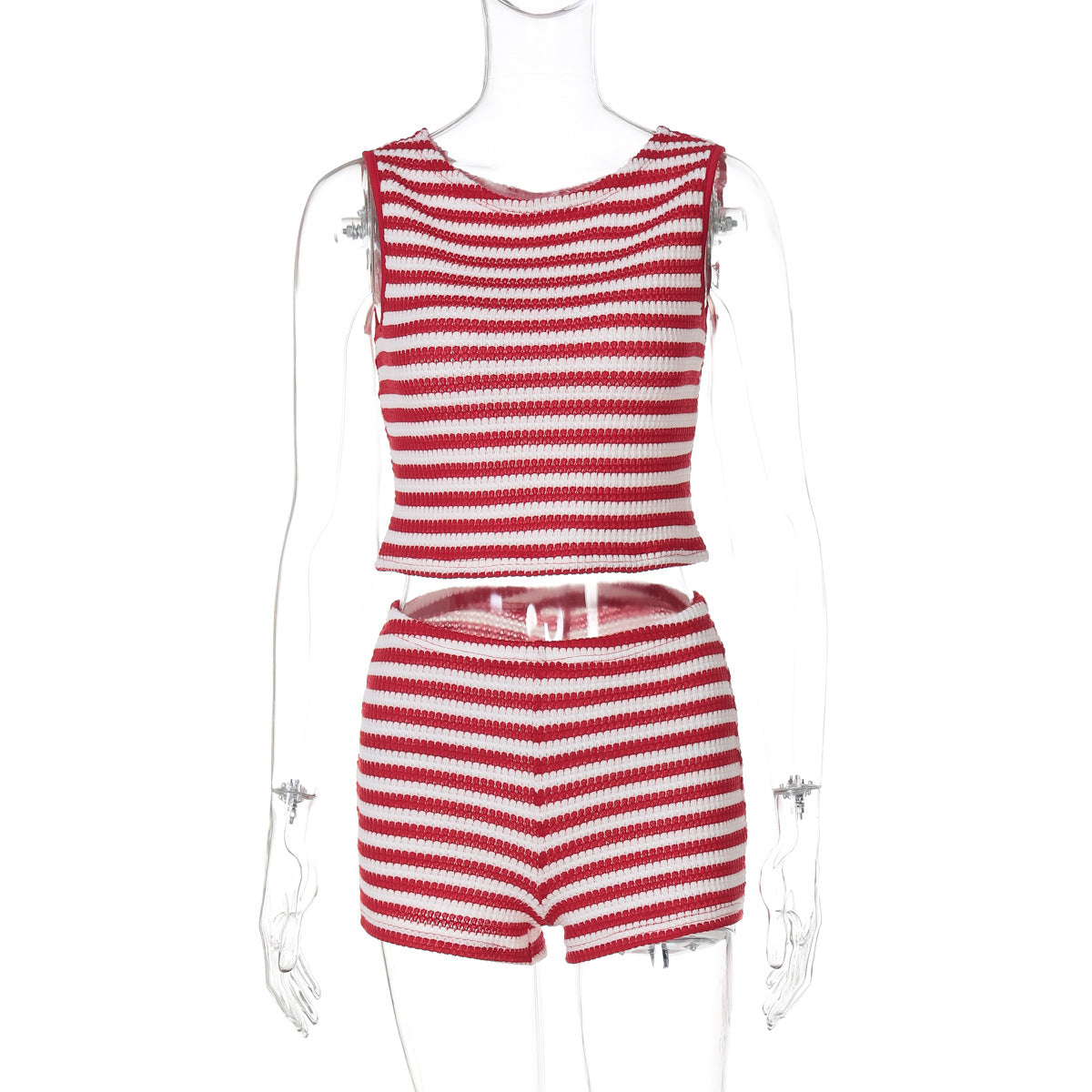 Bestseller transfronteiriço da Amazon, novo top-shirt de alças às riscas às riscas, calções slim fit sexy, conjunto de roupa feminina de duas peças