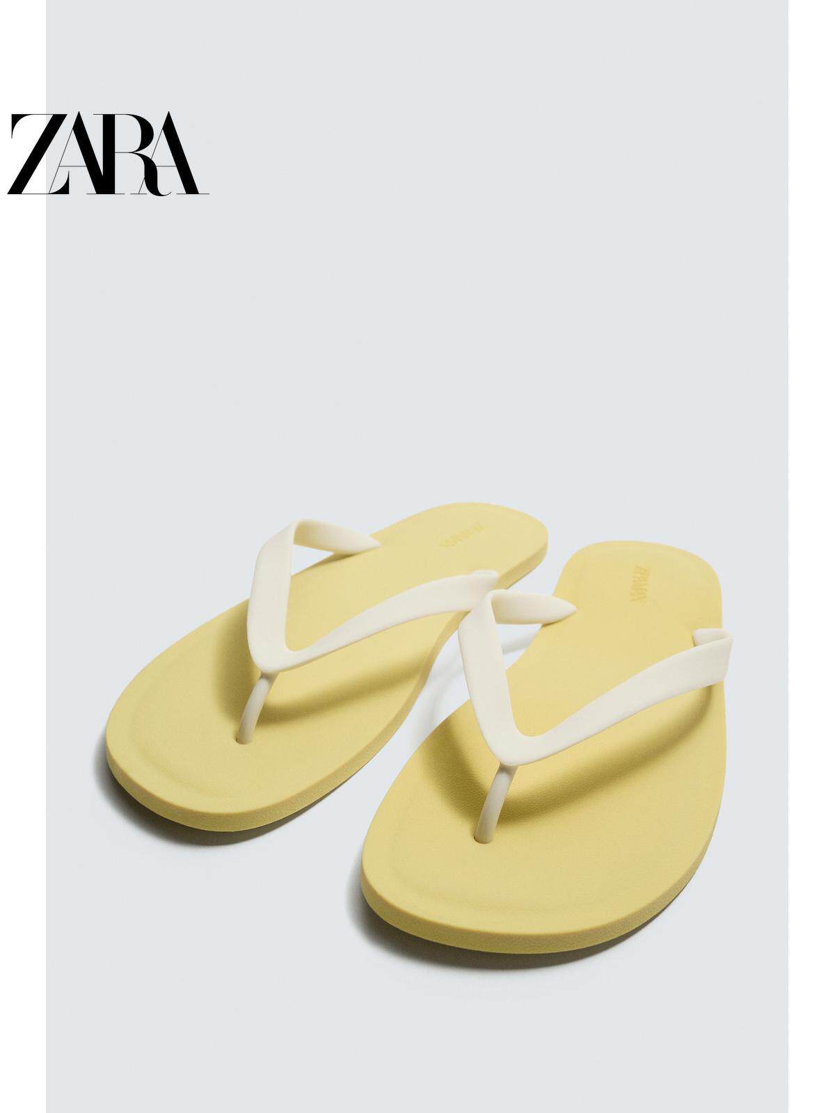 ZARA 2026 Verão Novo Sapatos Masculinos, Material Elástico, Sandálias Rasteiras Confortáveis com Detalhes, 2796720 300