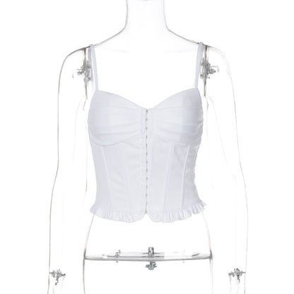 Estilo europeu e americano INS, nova moda moda street, rapariga de cor sólida, slim fit, com detalhes plissados, camisola plissada com borda plissada para mulheres