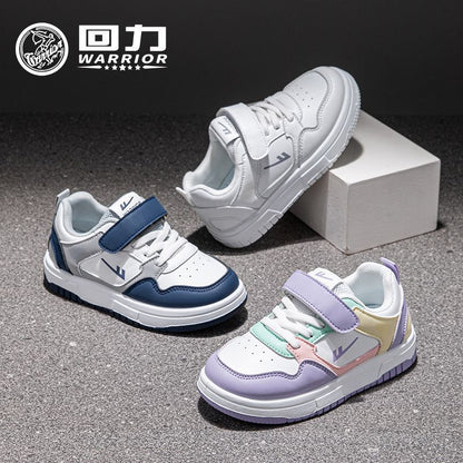 Ténis infantis Warrior color-block, sapatos casuais novos para raparigas na primavera, sapatos de estudante na moda com velcro, sapatos respiráveis