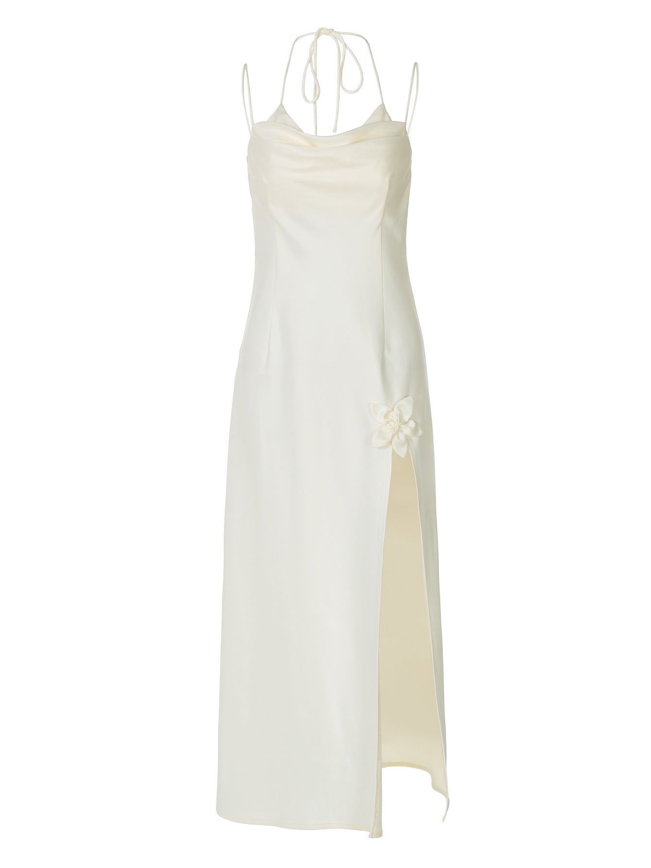 Estilo europeu e americano, novo vestido floral com decote sexy de gíria sexy, vestido floral de mulher madura de cor sólida e cetim de cor sólida