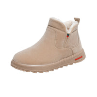 Botas de neve quentes forradas a lã guerreira, sapatos de algodão de inverno simples e de sola espessa, elegantes e versáteis para viagens ao ar livre