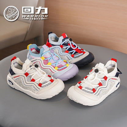 Os novos sapatos enérgicos de rapazes e raparigas com blocos de cores da Warrior, sapatos desportivos versáteis e confortáveis e de alta estética, sapatos simples e respiráveis de malha simples