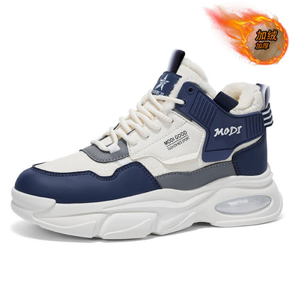 Sapatos masculinos, sapatos desportivos novos para o inverno 2025, sapatos quentes de algodão forrados a polar, ténis de corrida com almofada de ar, sapatos casuais masculinos, sapatos de pai
