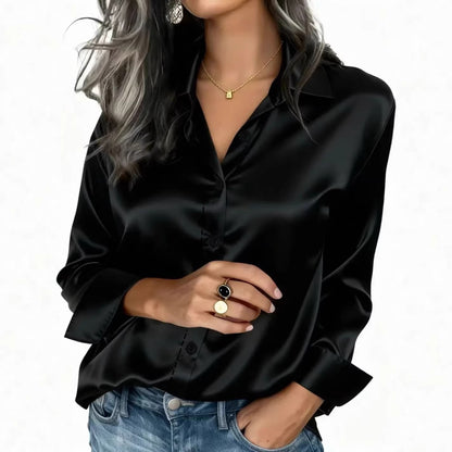 Camisa esponja colorida e brilhante da Amazon, elegante e para deslocações, adequada para uso versátil de mangas compridas na primavera e no outono