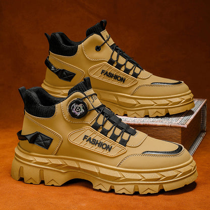 Sapatos Masculinos de Outono 2025: Novas Botas Martin de cano alto, sapatos de trabalho vintage de sola grossa ao estilo britânico, botas casuais até ao tornozelo