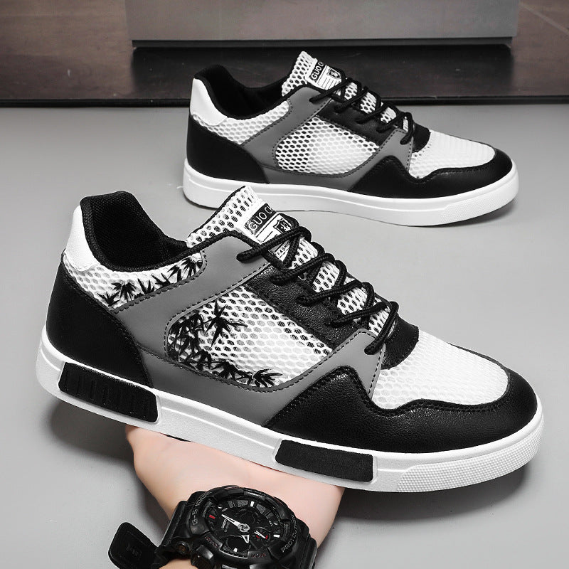 Sapatos masculinos de malha fina, respiráveis, respiráveis de verão, sapatos desportivos masculinos de malha oca, casuais, leves, modernos e versáteis