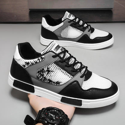 Sapatos masculinos de malha fina, respiráveis, respiráveis de verão, sapatos desportivos masculinos de malha oca, casuais, leves, modernos e versáteis