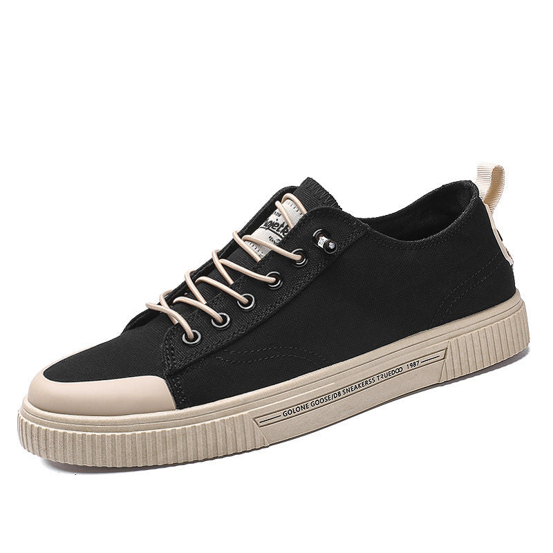 Sapatos de Homem 2024 Primavera Novos Sapatos de Lona Respirável Sapatos de Madeira Casuais Modernos Sapatos de Tecido Versáteis Sapatos de Homem
