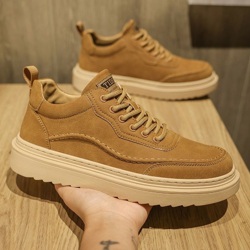 Sapatos Masculinos da Primavera 2025: Novos Sapatos Respiráveis, Sapatilhas Desportivas Masculinas Versáteis Modernas com Sola Grossa, Ténis Casuais, Sapatos de Pele, Sapatos Modernos