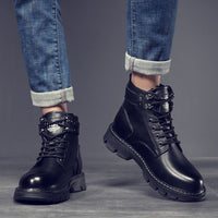 Botas Martin para Homens, Novos Sapatos de Outono 2024, Botas Modernas Forradas a Fleece ao estilo Coreano, Sapatos Casuais Casuais Versáteis de Capa Alta em Pele
