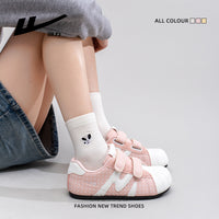 Warrior, versátil, retro, giro Velcro Dexun, sapatos casuais casuais e casuais na moda, mulheres coreanas solteiras de alto valor