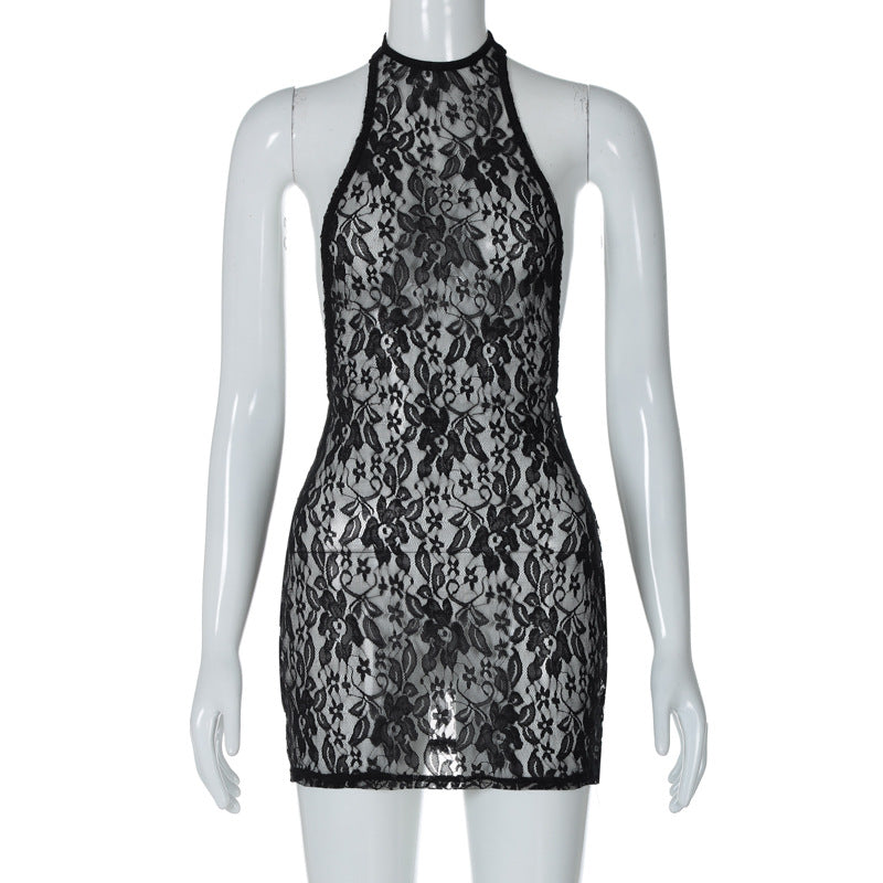 Vestido sexy de renda ao estilo europeu e americano, max, sem costas, ajustado às ancas, indispensável para discoteca, dropshipping