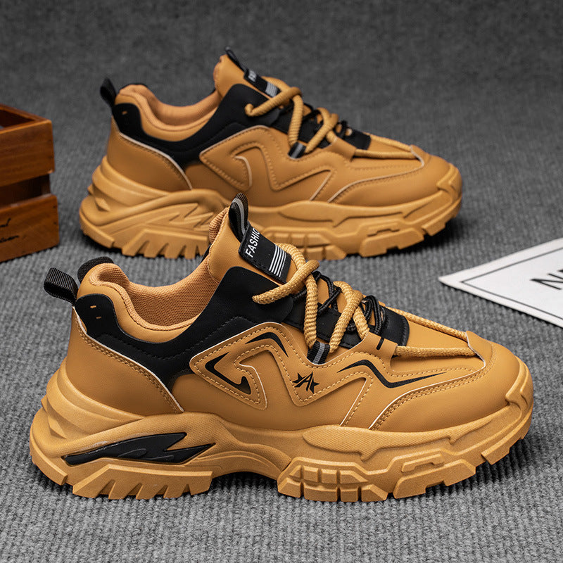 Sapatos de Homem: Trabalho Moderno e Versátil de Outono, Sapatilhas Desportivas para Caminhadas ao Ar Livre, Sapatilhas de Trabalho Vintage Casuais com Sola Grossa que Aumenta a Altura