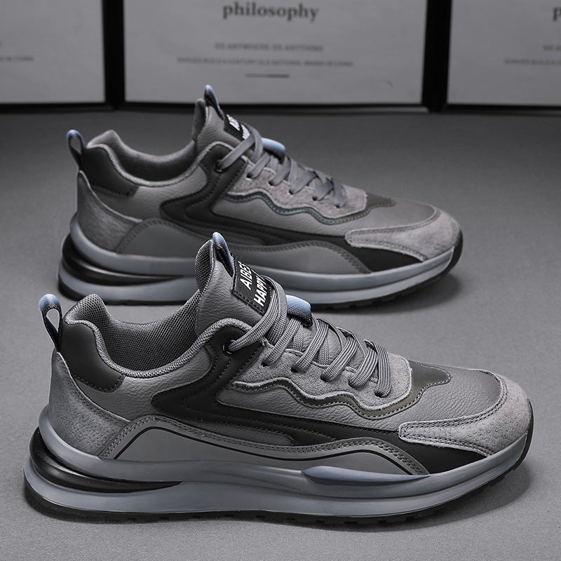 Sapatos desportivos masculinos, primavera 2024 novos sapatos casuais de pai em pele Agum, segurança no trabalho, sapatos modernos