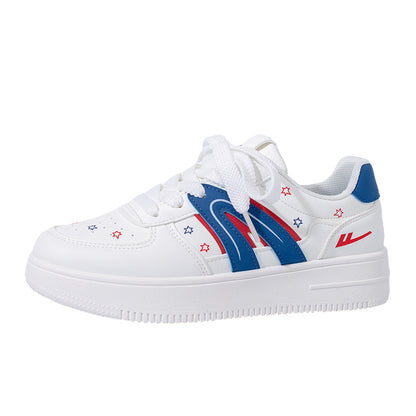 Sapatos estrela da moda com blocos de cor Warrior, ténis modernos da primavera, sapatos casuais versáteis em pele e respiráveis, sapatos femininos