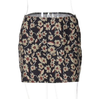 Saia de moda ultra-fronteiriça bestseller da Amazon, com estampado floral, slim set, justo, cintura alta, cintura alta, nova saia versátil para mulheres