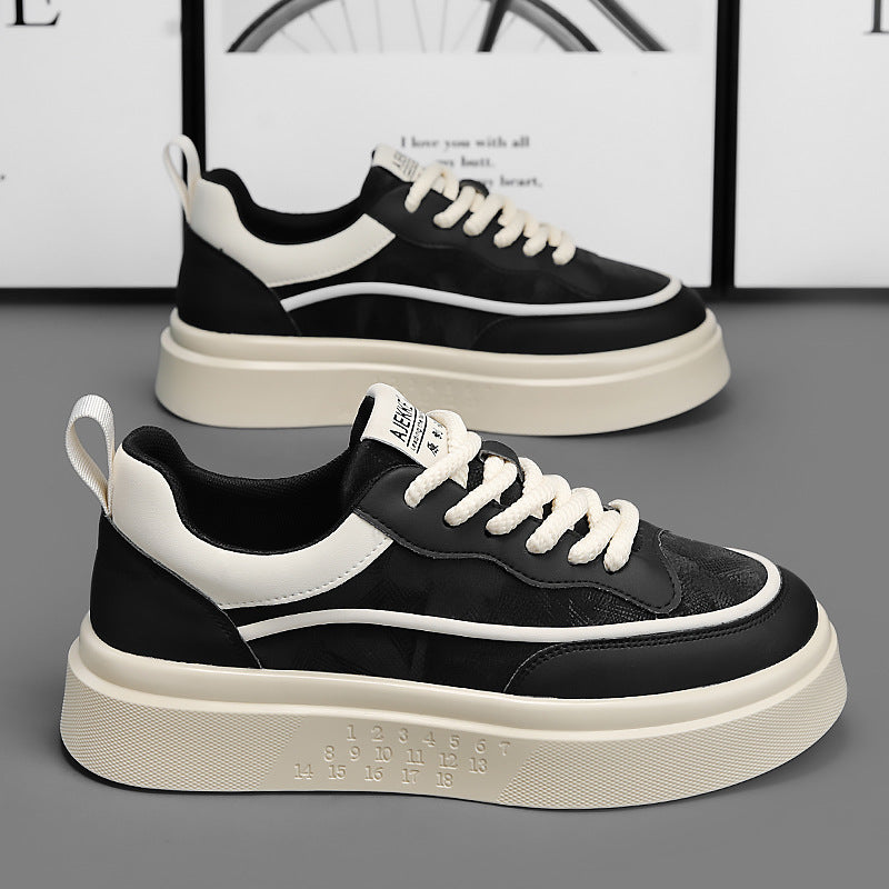 Sapatos masculinos, primavera 2025 novos sapatos brancos modernos e na moda, sapatos de praia versáteis, sapatos casuais de sola grossa para aumento de altura