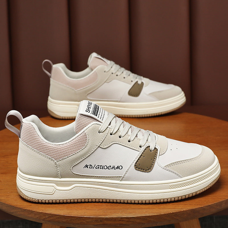 Sapatos masculinos de verão, novos sapatos de lona respiráveis, ténis brancos versáteis ao estilo coreano, ténis de sola grossa, ténis casuais, sapatos de praia