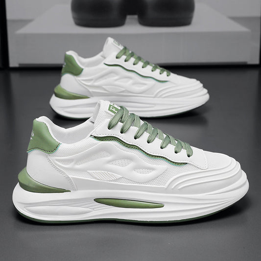 Sapatos masculinos de verão, sapatos brancos de rede respiráveis e respiráveis, sapatos desportivos versáteis na moda ao estilo coreano, ténis casuais da moda de pai