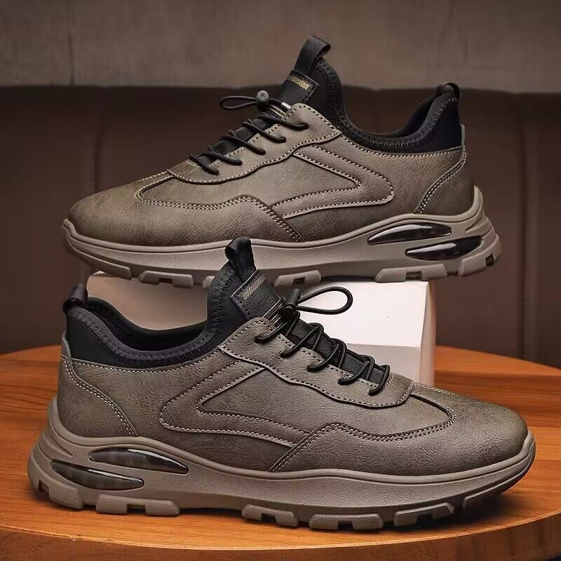 Primavera 2025 Novos Sapatos Casuais Casuais de Pele para Homens da Moda, Sapatos Empresariais Masculinos Versáteis, Sapatos Desportivos Respiráveis e Resistentes ao Desgaste para Homens
