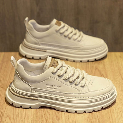 Sapatos de primavera para homem, novas botas Martin, botas até ao tornozelo para homem, sapatos de pele de sola grossa e versáteis na moda, sapatos de trabalho, ténis desportivos casuais