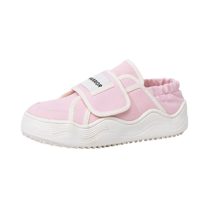 Sapatos de plataforma Warrior 2025 Spring com sola grossa para mulheres, sapatos com velcro para chinelos preguiçosos, sapatos de alto valor estético