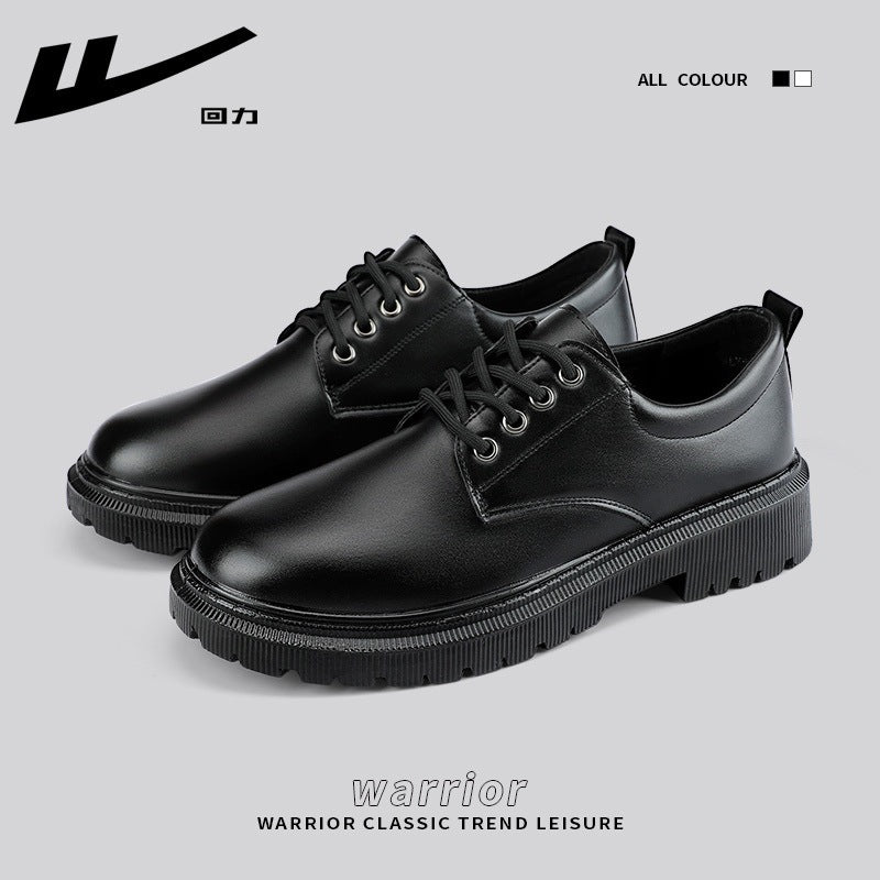Sapatos de couro guerreiro masculinos, roupa formal de negócios, sola casual macia respirável para todas as estações, estilo britânico, sapatos pretos para noivo que aumentam a altura