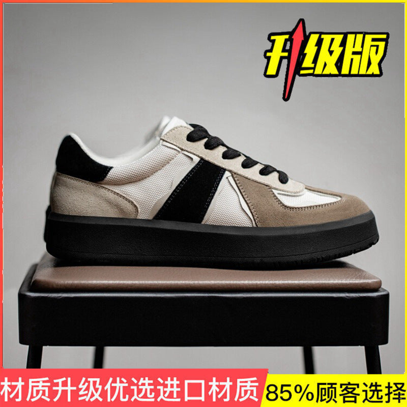 Sapatos de treino moral masculino, primavera/outono 2024 novos sapatos retro retro e versáteis, ténis desportivos casuais de sola grossa para homens que aumentam a altura