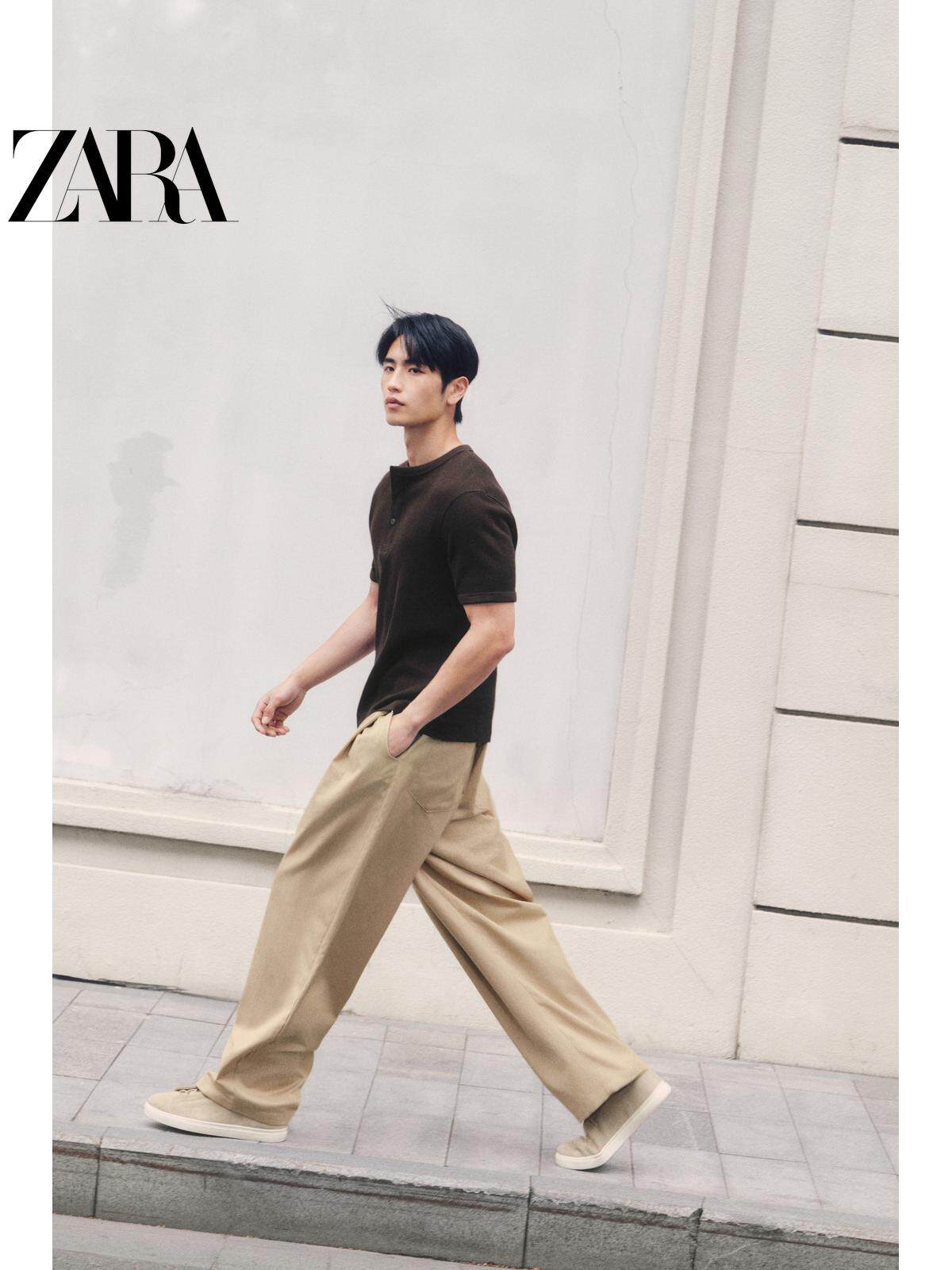ZARA Coleção Primavera/Verão 2026 - Tênis Masculino Leve com Cadarço e Detalhes em Camurça, 2240720 107
