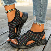 25 Summer New Foreign Trade Plus Size Cross-fronteriço Moda Europeia e Americana Sandálias Flyknit Amazon Flyknit Outside-Fishmouth