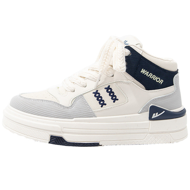 Sapatos de plataforma alta com blocos de cor Warrior, estilo universitário americano, ténis de alto valor, sapatos casuais femininos para alongar as pernas