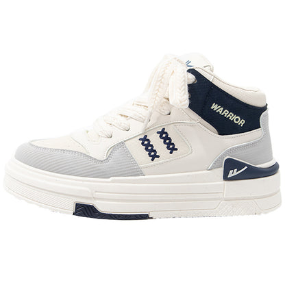 Sapatos de plataforma alta com blocos de cor Warrior, estilo universitário americano, ténis de alto valor, sapatos casuais femininos para alongar as pernas