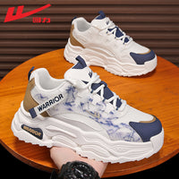 Ténis baixos de malha Warrior com rede respirável, sapatos casuais casuais anticolisão de bambu com sola grossa e de primavera, sapatos masculinos de moda na moda