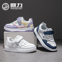 Ténis infantis Warrior de velcro de cor sólida, portáteis, fáceis de vestir e tirar, sapatos brancos desportivos, sapatos de outono simples respiráveis e na moda