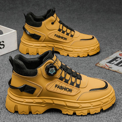 Sapatos Masculinos de Outono 2025: Novas Botas Martin de cano alto, sapatos de trabalho vintage de sola grossa ao estilo britânico, botas casuais até ao tornozelo