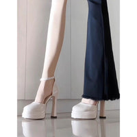 Novos Mary Jane Ultra Salto Alto 2025 Sapatos de Casamento Pretos Elegantes Plataforma Impermeável Barbie Saltos Robustos Petite CM