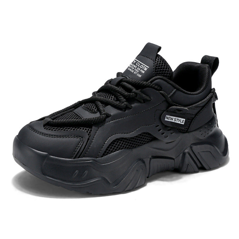 Sapatos de Homem 2025 Novo Verão Versáteis Respiráveis Respiráveis de Malha Fina Desporto Juvenil Casual Black Warrior Dad Shoes Trendy