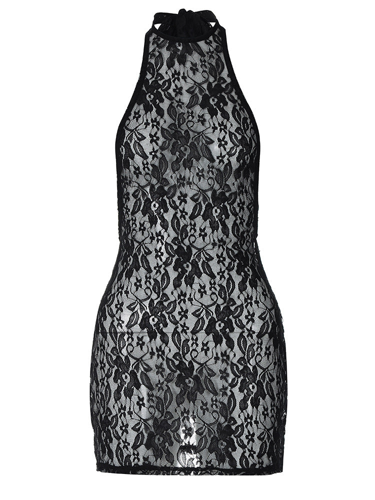 Vestido sexy de renda ao estilo europeu e americano, max, sem costas, ajustado às ancas, indispensável para discoteca, dropshipping