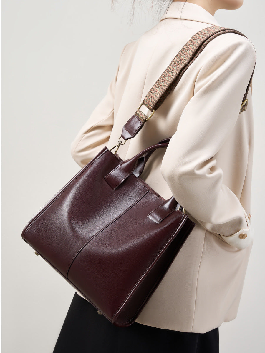 Malas Femininas Tote, Novas Malas Cruzadas Primavera/Verão 2026, Mala de Ombro Único com balde de grande capacidade, Mala Feminina em Pele Genuína