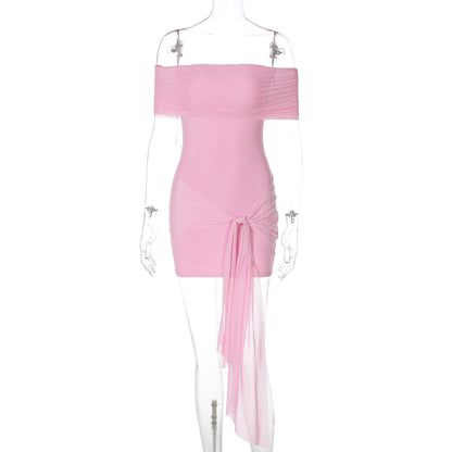 Vestido de fita curta fino, justo, de fita para mulher, de moda para mula, na moda transfronteiriça